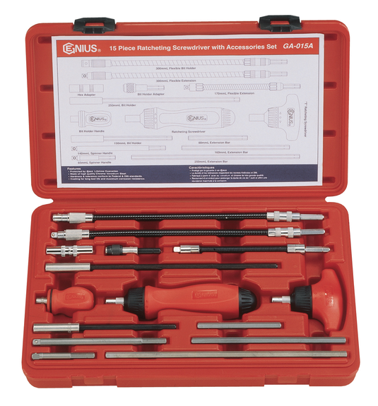15PCS 1/4"RATCHET.SCREWDRIVER