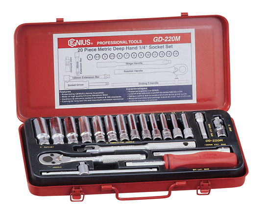 20PCS MET SOCKET SET 1/4"DR