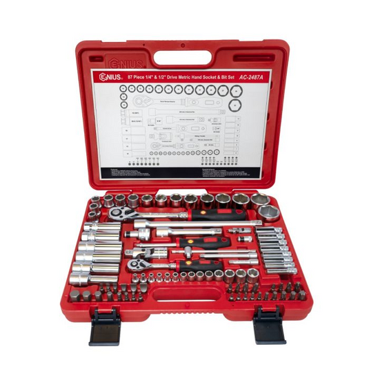 87PC 1/4 & 1/2" Dr. Metric Hand Socket & Bit Set