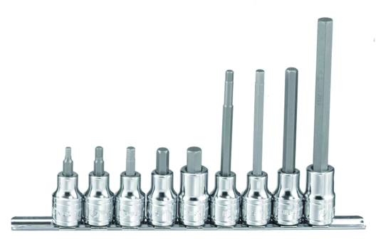 Genius BS-409L - 9 Piece 1/2″ Dr. Metric Hex Bit Socket Set