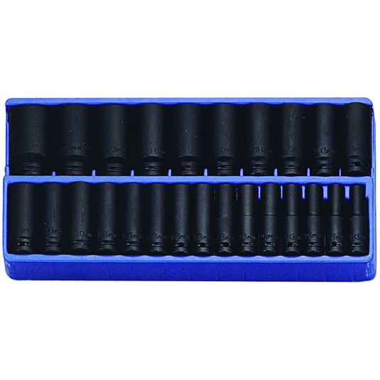 Genius Tools ID-424M - Jeu de douilles à choc profond - Entraînement 1/2" - 25 pièces