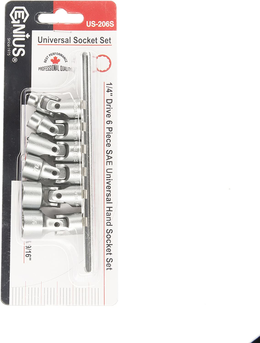 Genius US-206S - Jeu de douilles universelles SAE à prise 1/4" - 6 pièces