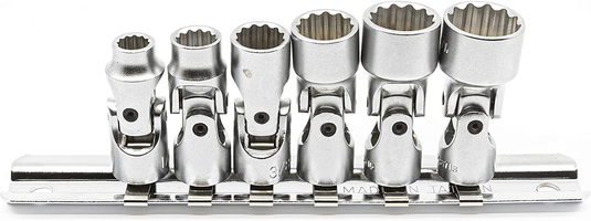 Genius US-206S - Jeu de douilles universelles SAE à prise 1/4" - 6 pièces