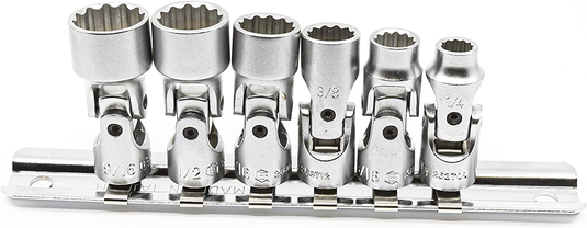 Genius US-206S - Jeu de douilles universelles SAE à prise 1/4" - 6 pièces