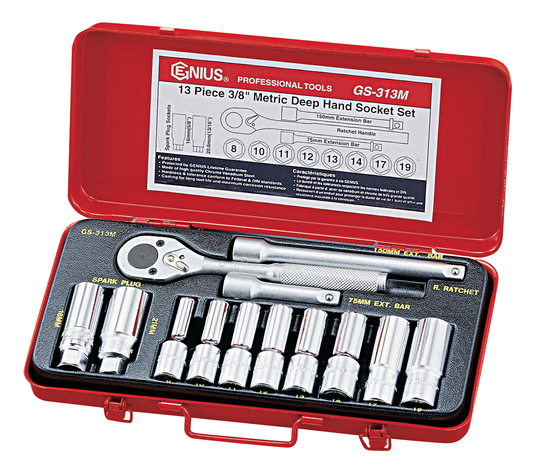 DOUILLE PROFONDE À MAIN 13 PIÈCES 3/8"