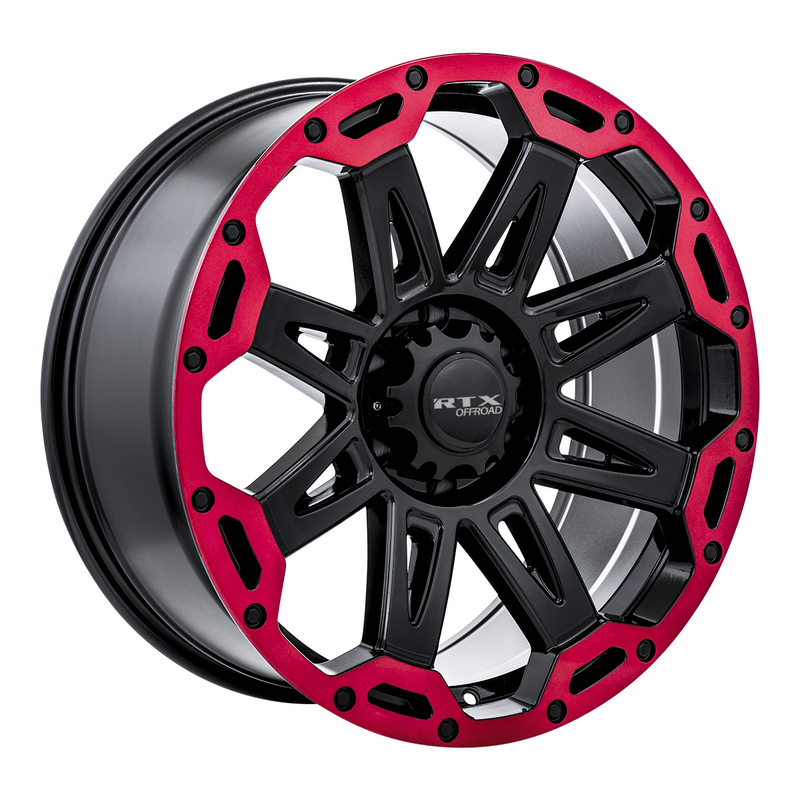 Load image into Gallery viewer, RTX® (Offroad) • 082639 • Gobi • Gloss Black with Red Lip • 18x9 6x135 ET10 CB87.1
