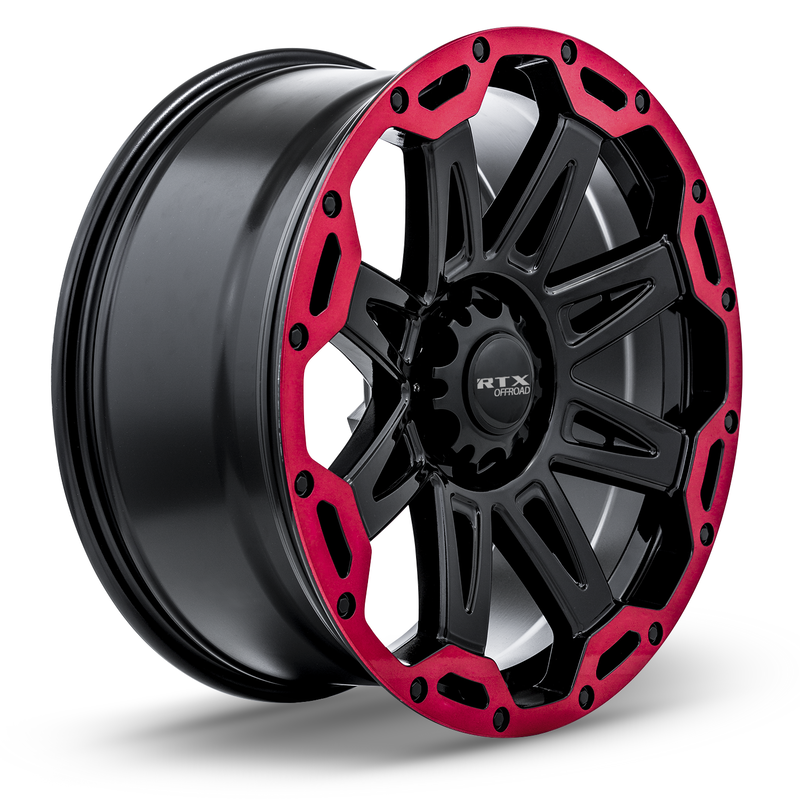 Load image into Gallery viewer, RTX® (Offroad) • 082640 • Gobi • Gloss Black with Red Lip • 18x9 6x139.7 ET10 CB78.1
