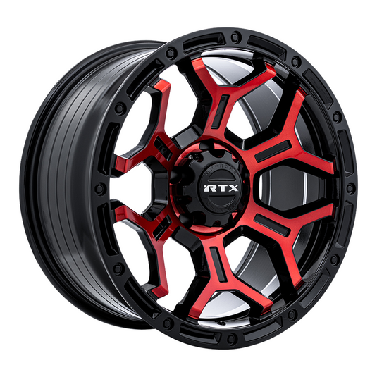 RTX® (Offroad) • 083103 • Goliath • Rayons rouges usinés noir brillant • 17x9 6x139.7 ET0 CB106.1