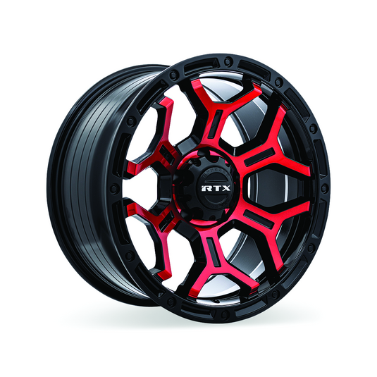 RTX® (Offroad) • 083102 • Goliath • Rayons rouges usinés noir brillant • 17x9 5x127 ET-15 CB71.5