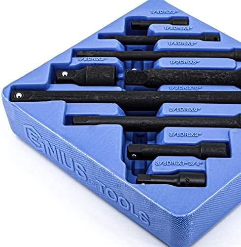 Genius IE-2349 - Jeu de barres d'extension à billes en acier à impact (9 pièces) 1/4"-3/8"-1/2