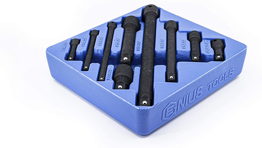 Genius IE-2349 - Jeu de barres d'extension à billes en acier à impact (9 pièces) 1/4"-3/8"-1/2