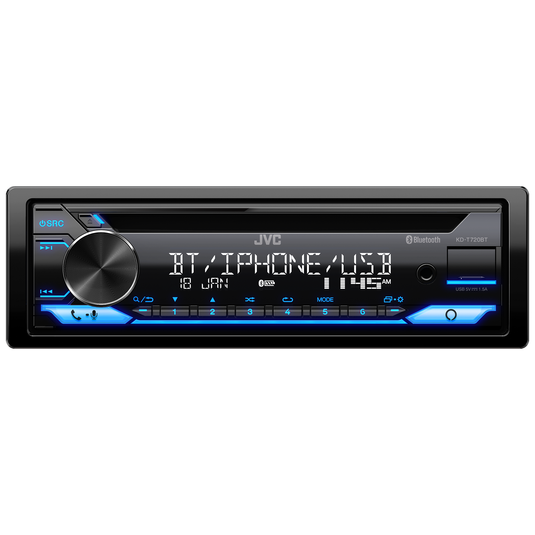 JVC KD-T720BT - Radio Receiver 1 DIN, AM, FM, CD, Bluetooth, Alexa - RACKTRENDZ