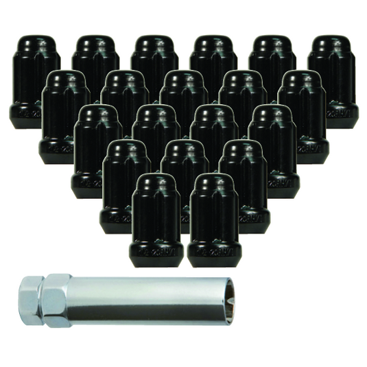 RTX® • KIT-166B • Lug Nut Kits • Spline Drive Lug Nuts & Key • 20 Nuts •20 Bolts • Black • Conical • 14M X 1.5