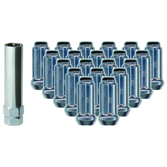 RTX® • KIT0309-6 • XL Lug Nut Kits • Spline Drive XL Lug Nuts & Key • 24 Nuts • Chrome • Conical • 14M X 2.0