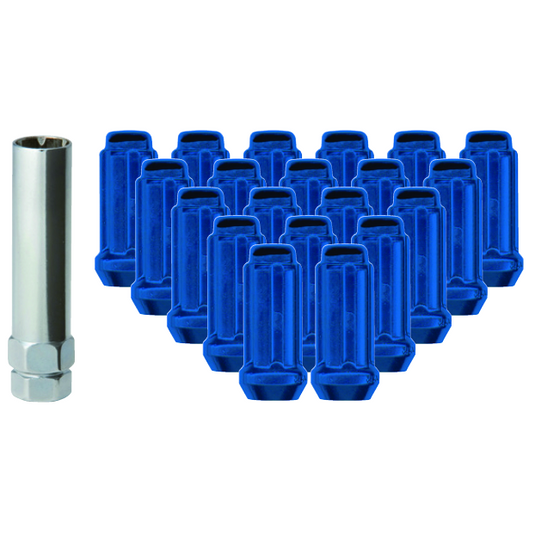 RTX® • KIT0308BL-6 • Kits d'écrous de roue • Écrous de roue et clé Spline Drive XL • 24 écrous • Bleu • Conique • 14M X 1,5