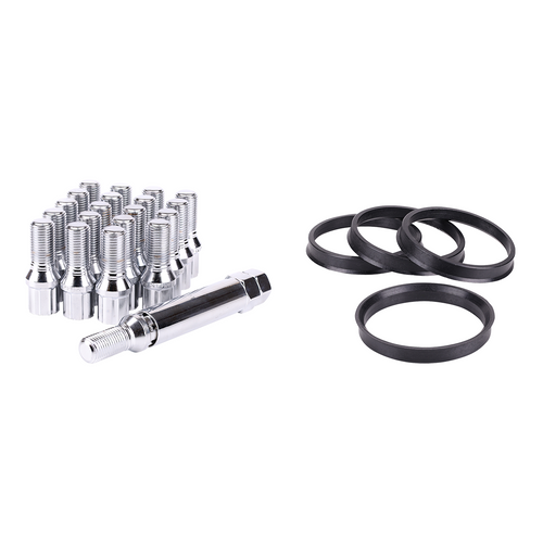 RTX® • KIT-153 • Complete Wheel Kits • Spline Drive Lug Bolts | Hub Rings | Key • 20 Bolts • Chrome • Conical • 14M X 1.5