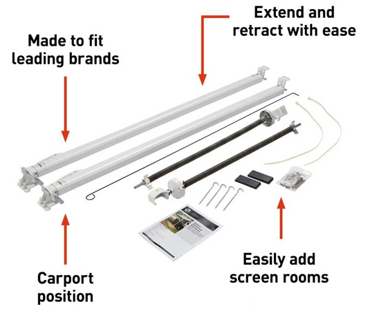 Lippert Components 434716 - Universal White Short Arm & Awning Hardware Kit for Solara Classic - RACKTRENDZ
