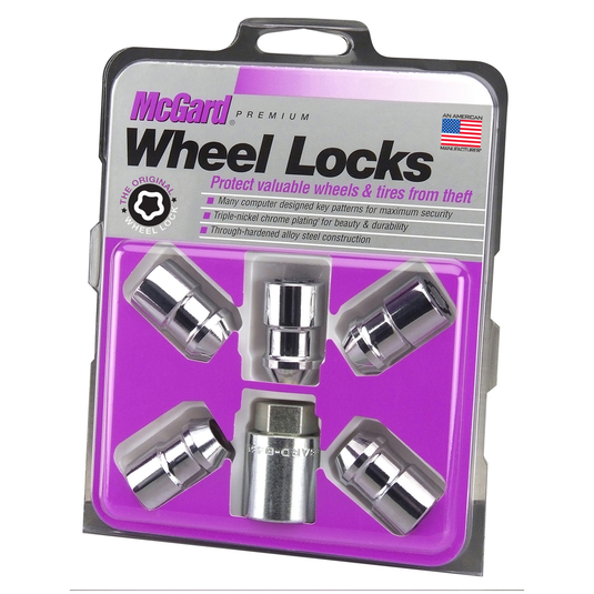 Chrome Cone Seat Wheel Lock (Set of 5) 1.46" Overall Length 19mm Hex Key - RACKTRENDZ