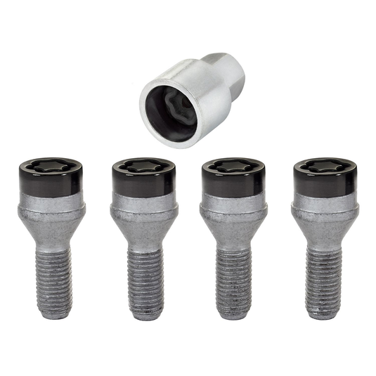 McGard 27361 - (4) Black Bolts Cone Seat Locks Set 12x1.25 54mm Hex19mm Hex - RACKTRENDZ