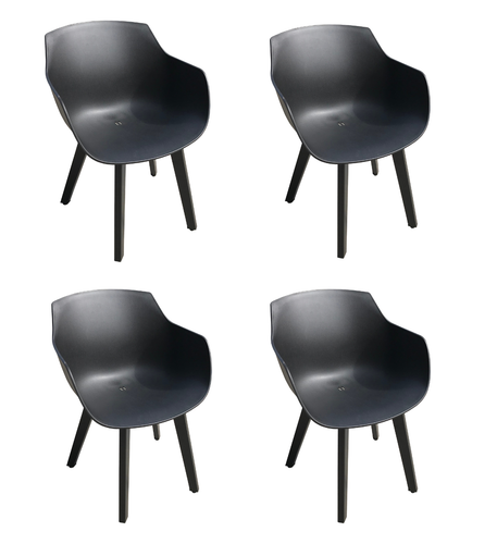 Moss MOSS-0001N - Maroma Collection, Black plastic molded armchair with aluminum structure 22.4