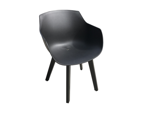 Moss MOSS-0001N - Maroma Collection, Black plastic molded armchair with aluminum structure 22.4" x 21.7" x H 31.1" - RACKTRENDZ