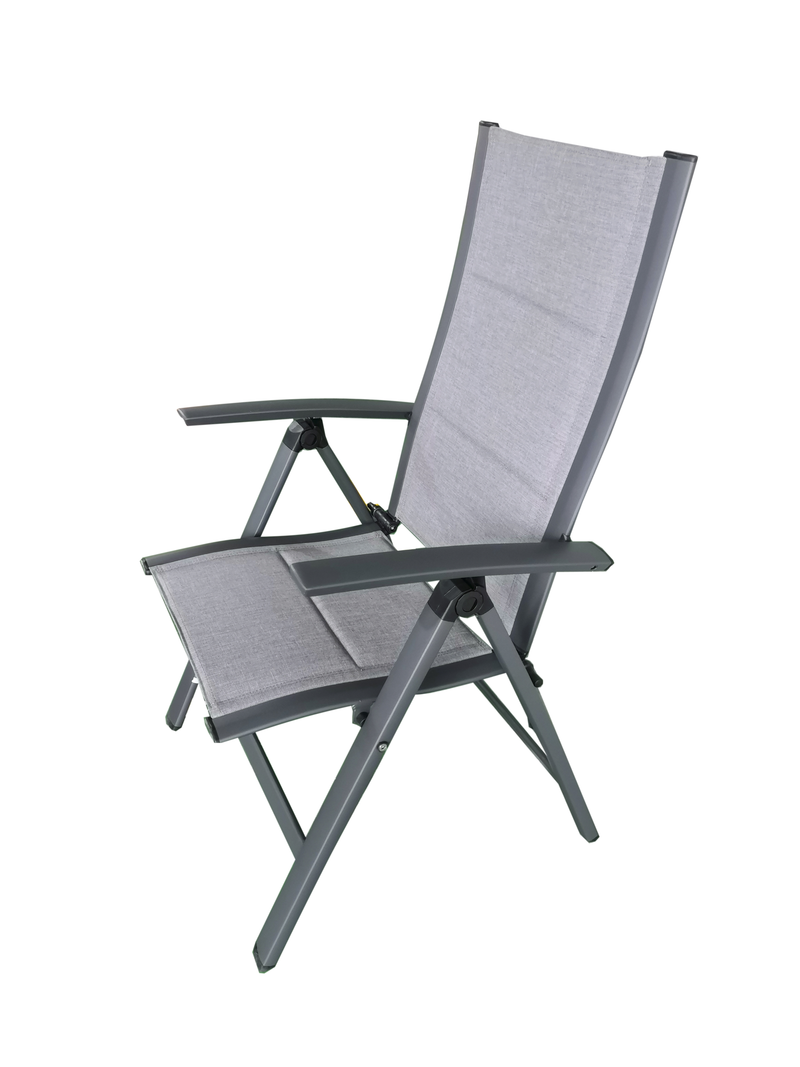 Chargez l&#39;image dans la visionneuse de la galerie, MOSS MOSS-0438GM - Akumal Collection, charcoal matte aluminum reclining chair with grey mix quick dry padded textilene 24 5/8&quot; x 17 1/2&quot; H 42 1/2&quot; - RACKTRENDZ
