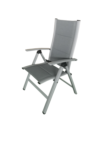 MOSS MOSS-0438GPM - Collection Akumal, fauteuil inclinable en aluminium mat gris clair avec textilène rembourré à séchage rapide mélangé de gris 24 5/8