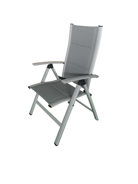 MOSS MOSS-0438GPRP - Reclining chair Grey aluminum + taupe cushioned textile - RACKTRENDZ