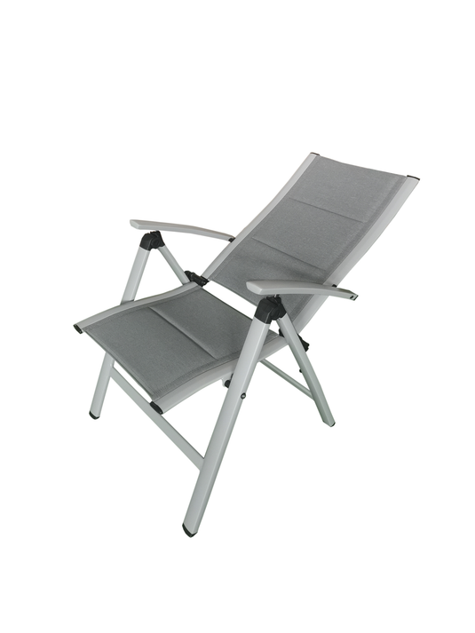 MOSS MOSS-0438GPM - Collection Akumal, fauteuil inclinable en aluminium mat gris clair avec textilène rembourré à séchage rapide mélangé de gris 24 5/8" x 17 1/2" H 42 1/2"