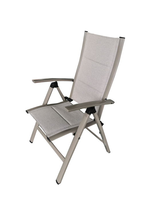 MOSS MOSS-0438TMA - Akumal Collection, Taupe matte aluminum reclining chair with taupe mix quick dry padded textilene 24 5/8" x 17 1/2" H 42 1/2" - RACKTRENDZ