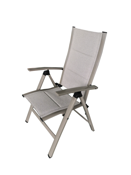 MOSS MOSS-0438TMA - Akumal Collection, Taupe matte aluminum reclining chair with taupe mix quick dry padded textilene 24 5/8