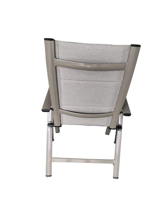 MOSS MOSS-0438TMA - Collection Akumal, Fauteuil inclinable en aluminium mat taupe avec textilène rembourré à séchage rapide mélangé taupe 24 5/8" x 17 1/2" H 42 1/2"