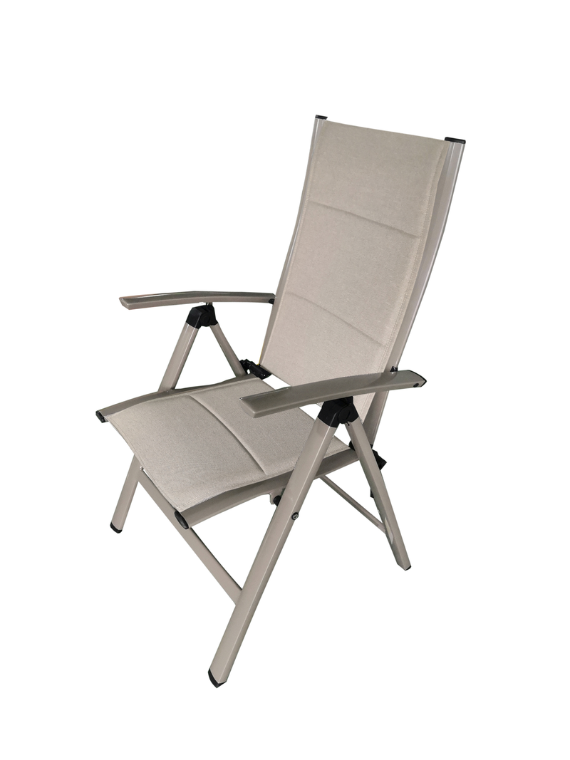 Chargez l&#39;image dans la visionneuse de la galerie, MOSS MOSS-0438TMRP - Fauteuil inclinable Aluminium taupe + textile coussiné taupe
