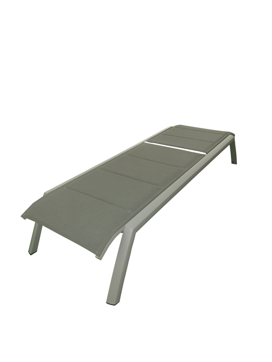 MOSS MOSS-0445GPRP - Grey aluminum reclining lounge chair, taupe cushioned textilene - RACKTRENDZ