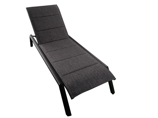 MOSS MOSS-0445NC - Black aluminum reclining lounge chair, charcoal cushion textilene - RACKTRENDZ