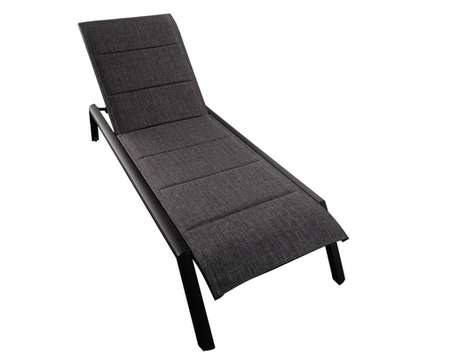 MOSS MOSS-0445NC - Black aluminum reclining lounge chair, charcoal cushion textilene