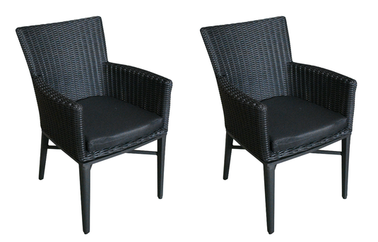 MOSS MOSS-0816N - Fauteuil Demi-Rond en Rotin Noir, Aluminium Noir + Coussin (LOT DE 2)