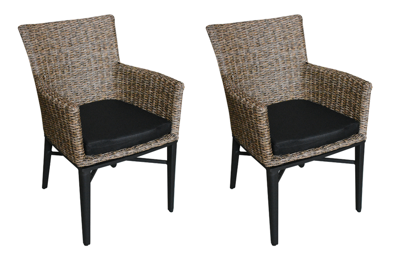 Load image into Gallery viewer, MOSS MOSS-0816T - Half-round Tan Rattan Armchair, Black Aluminum + Cushion (PACK OF 2)
