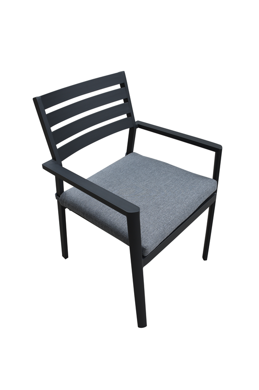 MOSS MOSS-0817C - Key West Collection, Charcoal matte aluminum slats stackable chair with comfortable curved back with 2