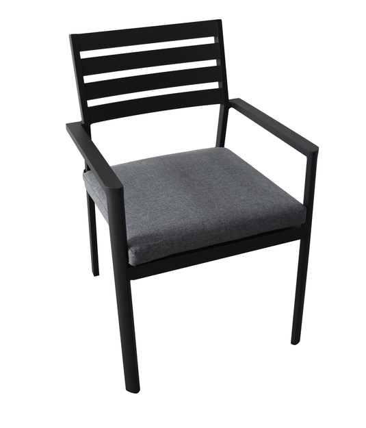 MOSS MOSS-0817N - Key West Collection, Black aluminum slats stackable chair with comfortable curved back with 2