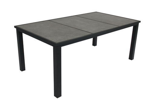 MOSS MOSS-0824C - Collection Key West, Table rectangulaire en aluminium anthracite avec 3 grands panneaux en céramique grise pour plateau de table 74