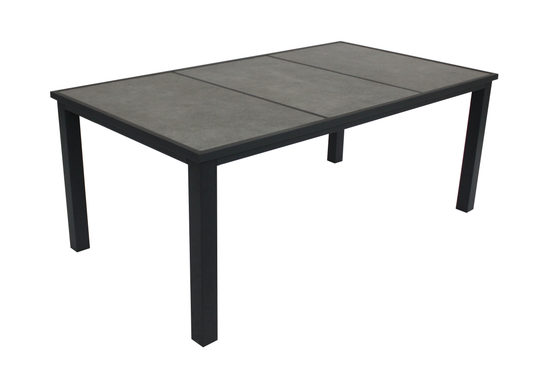 MOSS MOSS-0824 - Key West Collection, Black aluminum rectangular table with 3 grey large ceramic panels for table top 74