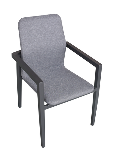 BLACK alu chair + molded GRAY MIX textilene cushion