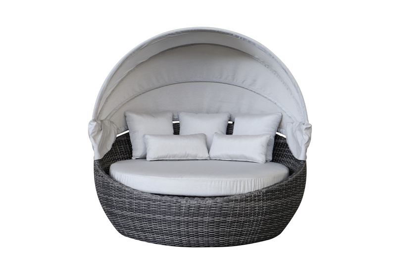 Load image into Gallery viewer, MOSS MOSS-0934GB - Aluminum Daybed in GREYBROWN half-round wicker, CHARCOAL cushions
