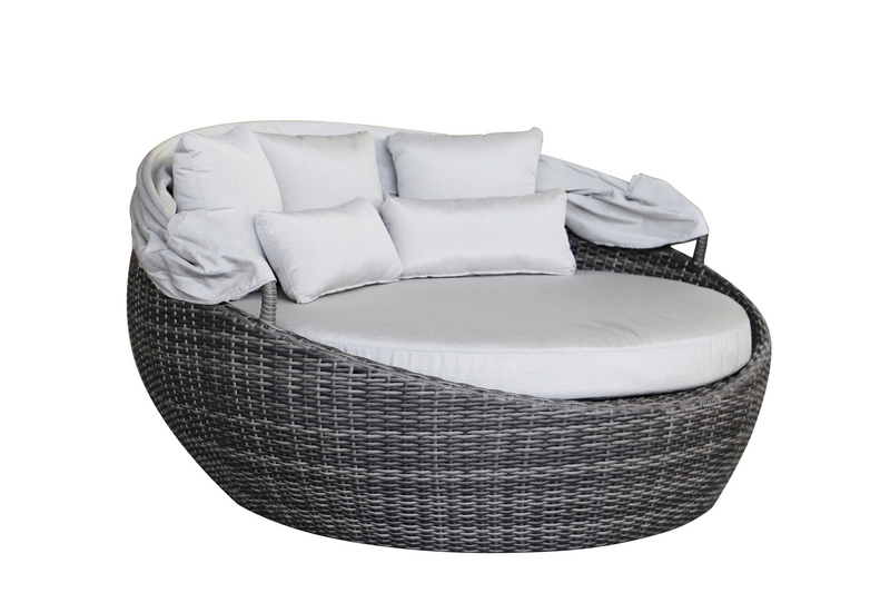 Load image into Gallery viewer, MOSS MOSS-0934GB - Aluminum Daybed in GREYBROWN half-round wicker, CHARCOAL cushions
