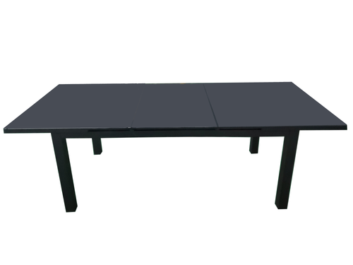 MOSS MOSS-102NC - Collection Akumal, Table extensible en aluminium noir mat avec lattes en aluminium noir et mécanisme coulissant haut/bas 71