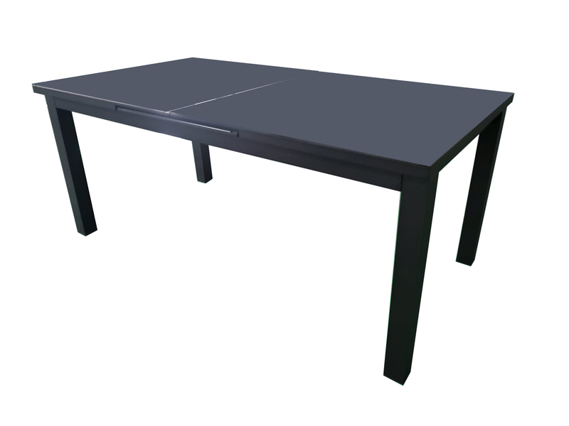 Chargez l&#39;image dans la visionneuse de la galerie, MOSS MOSS-102NC - Collection Akumal, Table extensible en aluminium noir mat avec lattes en aluminium noir et mécanisme coulissant haut/bas 71&quot;(95&quot; avec extension) x 39&quot; x H 29,1&quot;
