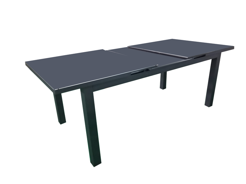 Chargez l&#39;image dans la visionneuse de la galerie, MOSS MOSS-102NC - Collection Akumal, Table extensible en aluminium noir mat avec lattes en aluminium noir et mécanisme coulissant haut/bas 71&quot;(95&quot; avec extension) x 39&quot; x H 29,1&quot;
