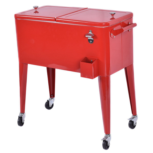 MOSS MOSS-2003R - Vintage style Steel Cooler with Lid Red - RACKTRENDZ