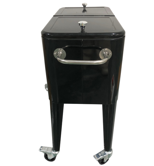 MOSS MOSS-2006N - Vintage 57L Steel Cooler on Legs Black with 4 wheels - RACKTRENDZ